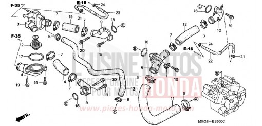 THERMOSTAT/TUYAU D'EAU VFR800FIY de 2000